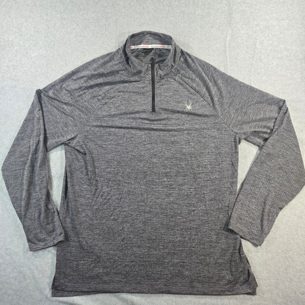 Spyder Active Mens XL Gray Heathered Quarter Zip Pullover Long Sleeve SPM840U